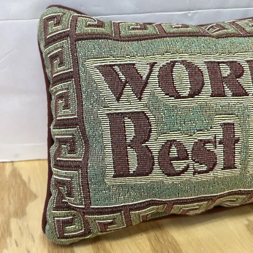 Woodworkers and Weavers Tapestry Pillow World's Best Dad USA Made